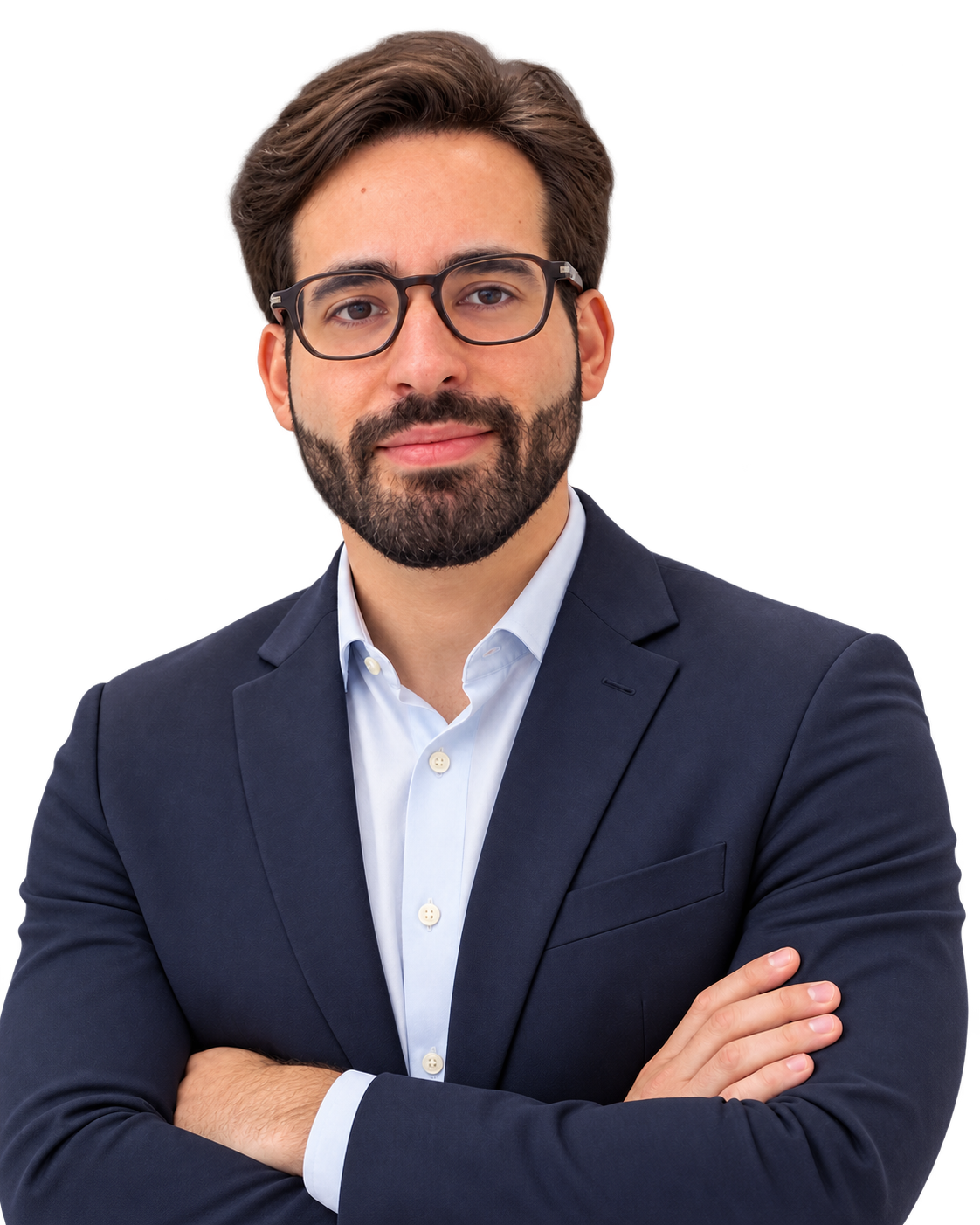 Dr. Matheus Busnardo de terno azul